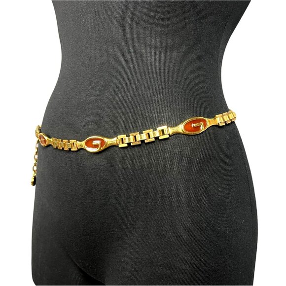 Vintage Gucci Gold G Logo Chain-Link Belt - Picture 5 of 9